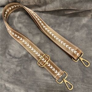 Brown and White Adjustable Bag Strap